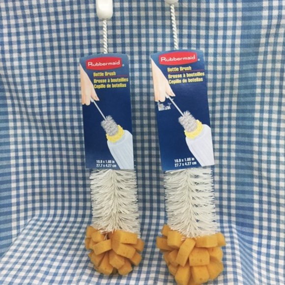 2 Rubbermaid G121 Bottle Brushes White Handles - Picture 2 of 7